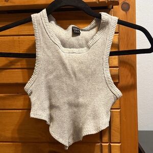 SHEIN Light Gray Ribbed Knit Top